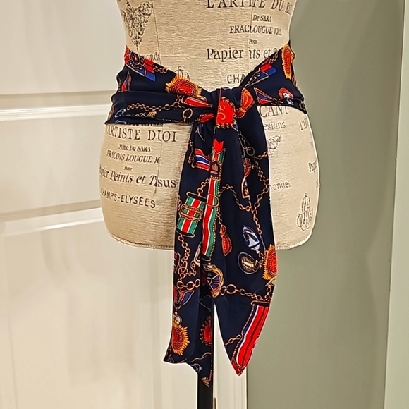 Alfred Dunner Nautical Navy, Red And Gold Printed Multi Scarf-Wrap-Belt - OS - Picture 4 of 5